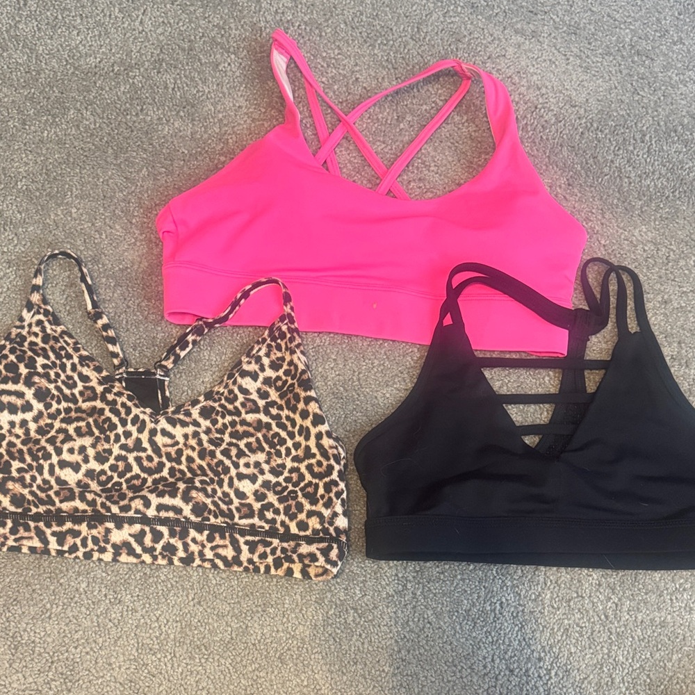 Women's Zyia sport bra Set - Pink, Leopard, and Black Bras